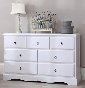 Romance True White Large Chest Of Drawers Large 3 Over 4 French