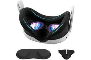 Vakdon Silicone Face Pad Cover Compatible with Oculus/Meta Quest 3 Face Cushion VR Mask with Anti-Leakage Light Blocking Nose Pad and Lens Cover Protector, Washable VR Sweat Cover Accessories (Black)