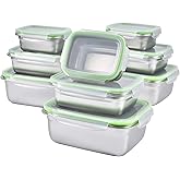 UPTRUST Stainless Steel Food Storage Containers | Leak Proof & Airtight Lids | Set of 9 Containers, Dishwasher & Freezer Safe
