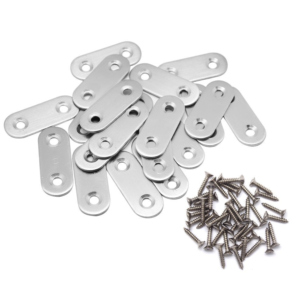 Merriway BH06668 (20 Pcs) Repair Plates Stainless Steel 37 x 15 x 2mm - Pack of 20 Pieces