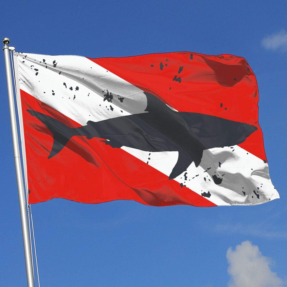 YTGQ4PT Vintage Shark Scuba Dive Flag Super Polyester Flag 3x5 F Banner with Grommets