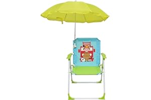 Green Canvas Portable Folding Kids Beach Chair with Umbrella for Toddler & Little Kids Outdoor Camping Seat with Sun Shade fo