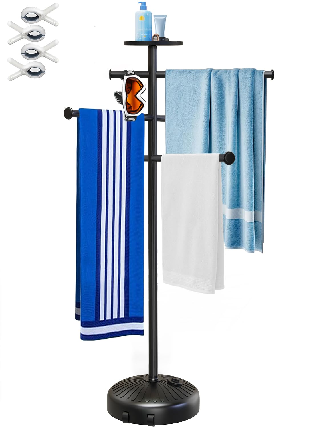 Photo 1 of *USED*
Pool Towel Rack with Wheels for Indoor Outdoor Use, 63 Inch Towel Holder with Storage Tray, 6 Adjustable Bars Hot Tub Accessories, Free Standing Towel Rack for Pool, Spa, Hot Tub