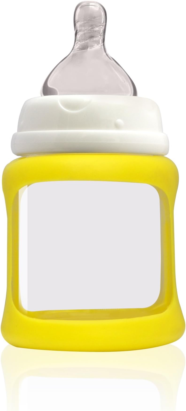 New, Cherub Baby Glass Baby Bottle Wide Neck (150ml) BPA Free Assorted Colors (Yellow)