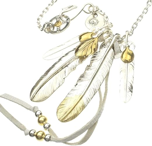 Amazon Over Rag メンズ ネックレス ペンダント ゴローズ 復刻好きにはです 木村拓哉神セットモチーフシルバーフェザーネックレス フェザーネックレス 特大先金ハートフェザー 先金フェザー インディアン イーグル シルバーネックレス アクセサリー ジュエリー 通販