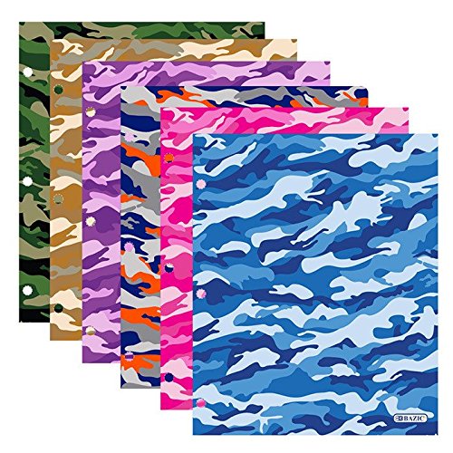 UPC 764608021705, Bazic Products Bright Colored Glossy Finish Laminated Camouflage Design 2 Pocket Portfolios - Set of 4 Folders