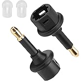 Toslink to Mini Toslink (3.5mm Jack) Audio Adapter 2 Pack, Toslink Female to 3.5mm Jack Mini Male S/PDIF Optical Fiber Digital Connector Converter Compatible for Sound Bar, Home Theater