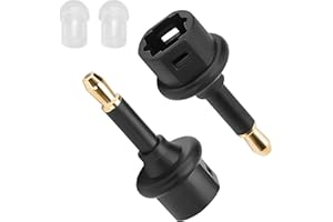 TOGCONN Toslink to Mini Toslink (3.5mm Jack) Audio Adapter 2 Pack, Toslink Female to 3.5mm Jack Mini Male S/PDIF Optical Fiber Digital Connector Converter Compatible for Sound Bar, Home Theater