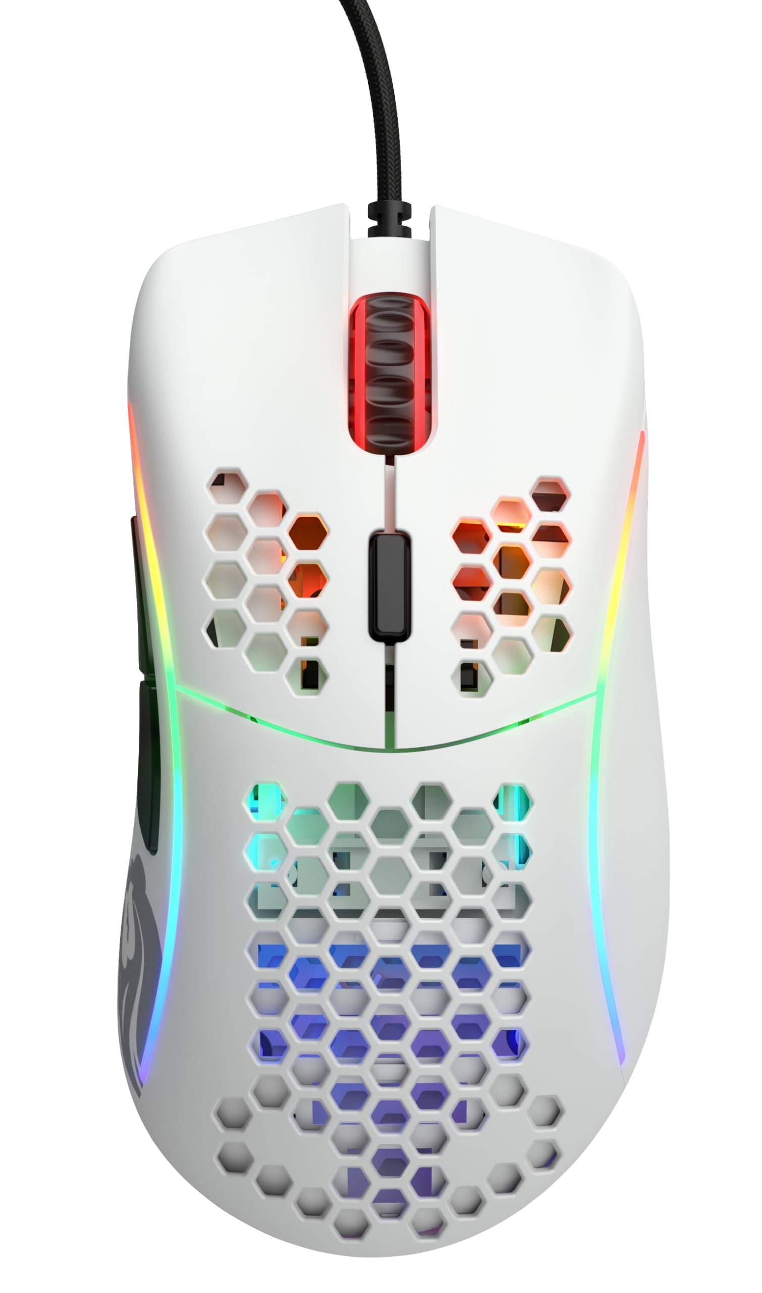 Glorious Model D Wired Gaming Mouse - 68g Superlight Honeycomb Design, RGB, Ergonomic, Pixart 3360 Sensor, Omron Switches, PTFE Feet, 6 Buttons - Matte White