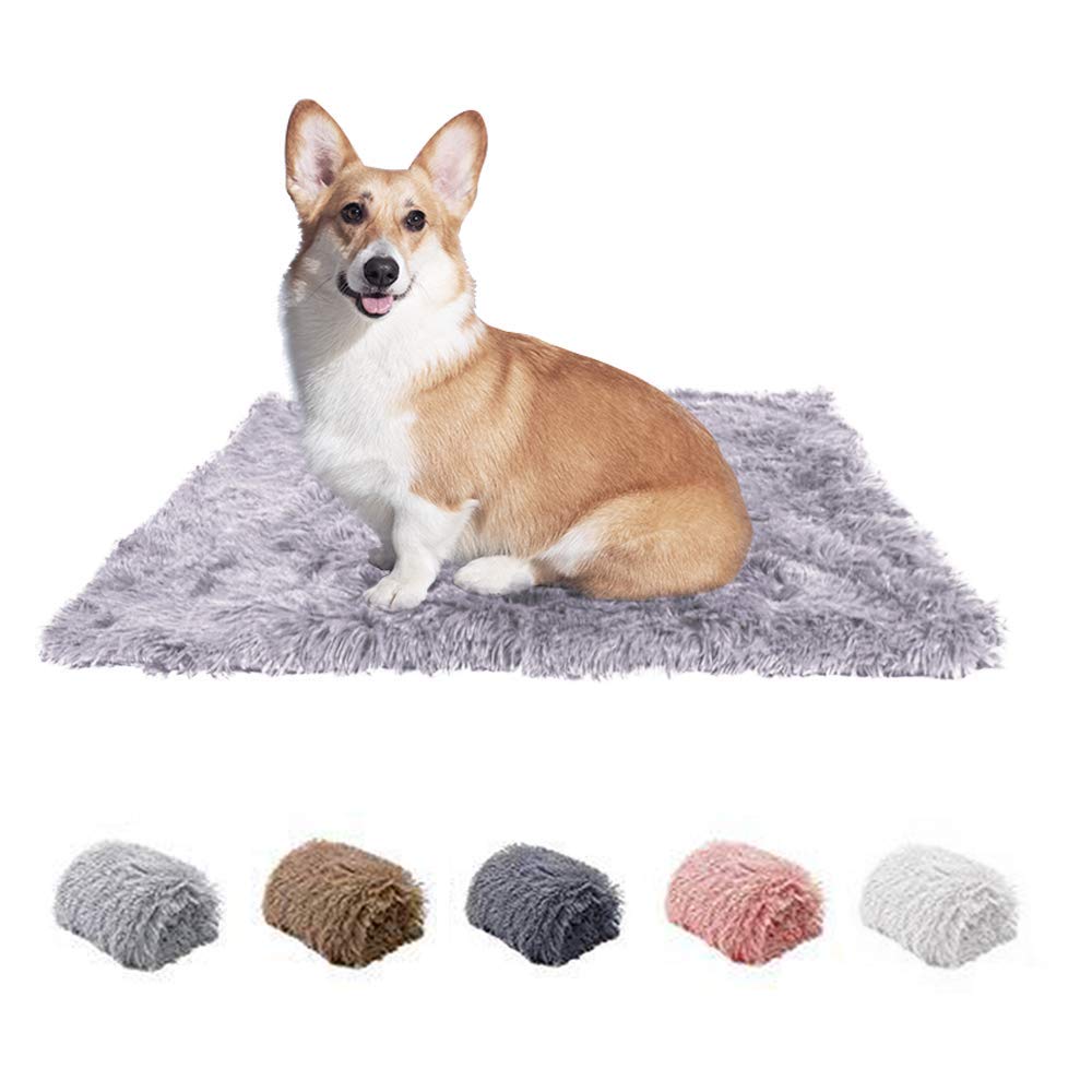 L7HWDP Plush Pet Blanket Puppy Washable Comfort Soft Fluffy Pet Mat for Small Medium Large Dogs and Cats (S:22x14 inch, Light grey)