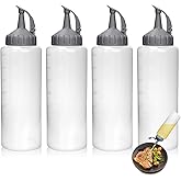 KEUYE Oil Bottle for Griddle With Twisting Lids | 4Pack,12oz(350ml), Griddle Bottle Squeeze for Sauces and Oil,Leak-proof,BPA Free Plastic