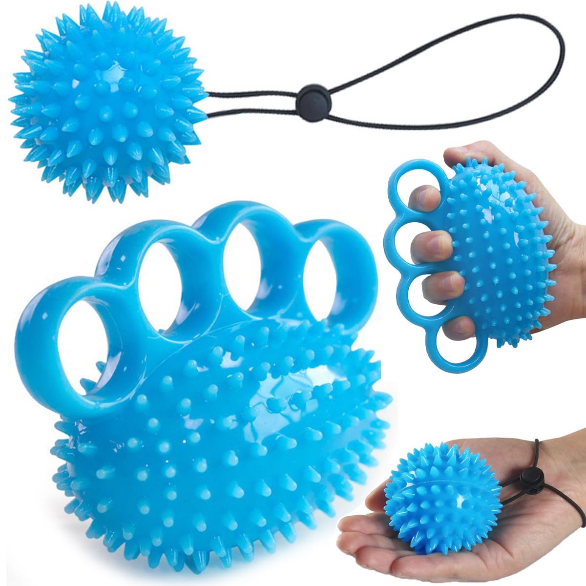 Finger Exerciser Training Ball Hand Grip Strengthener Trainer Squeeze Balls, Finger and Wrist Physical Therapy for Elderly Stroke Recovery, Anxiety Stress Relief, Arthritis, Carpal Tunnel, Massage