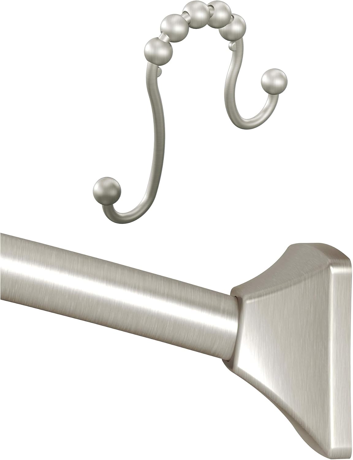 Moen Sr2201bn Shower Curtain Rings Pack Of 12 Brushed Nickel And Moen Csr2164bn 72 In Permanent Mount Adjustable Curved Shower Rod Brushed Nickel Home Improvement