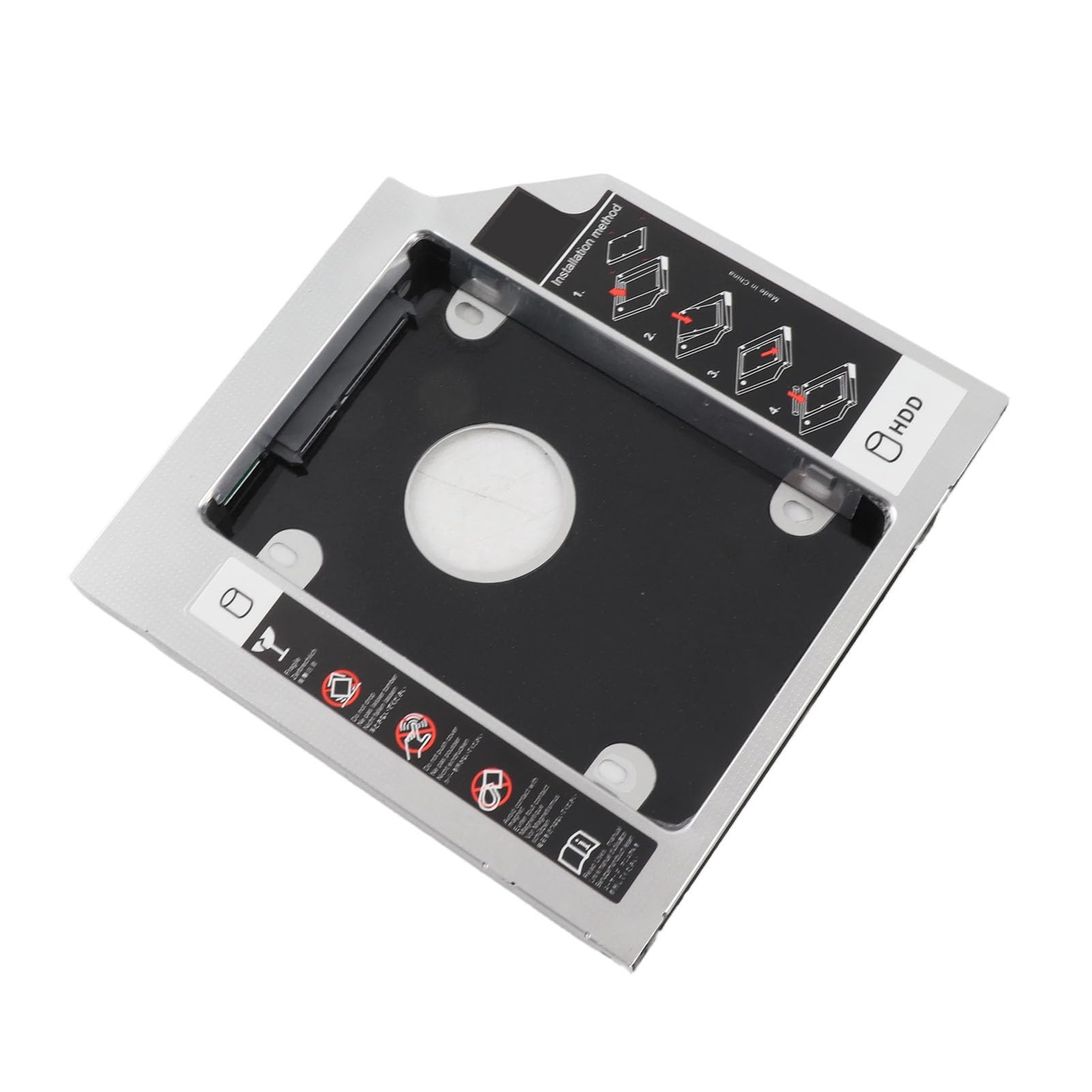 Hard Drive Caddy Tray, 12.7mm Aluminum SATA HDD SSD Enclosure Hard Drive Bay Support Hard Disk 2.5 HDD SATA SATAII SDD CD-ROM, Universal Optical DVD Adapter for Laptop
