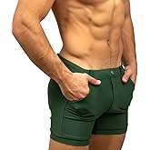 Taddlee Men Swimwear Swimsuits Swim Boxer Trunks Square Cut Boardshorts Pockets