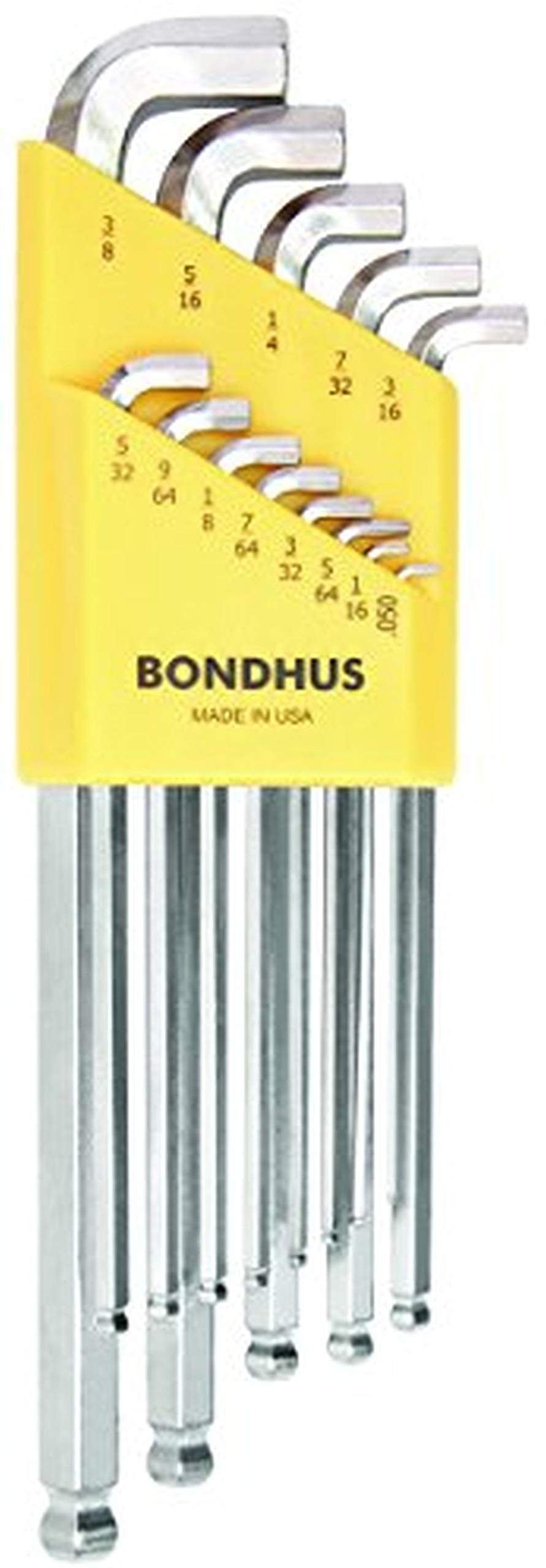 Bondhus, SBLX13B BRITEGUARD Stubby BALLEND HEX Key Set 0.050"-3/8", 16737