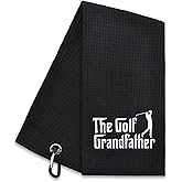 Hafhue The Golf Grandfather Embroidered Golf Towel, Grandpa Golf Towel, Golf Accessories for Men, Golf Gift for Dad Grandpa, Birthday for Grandpa Golf Fan, Retirement Gift for Grandpa