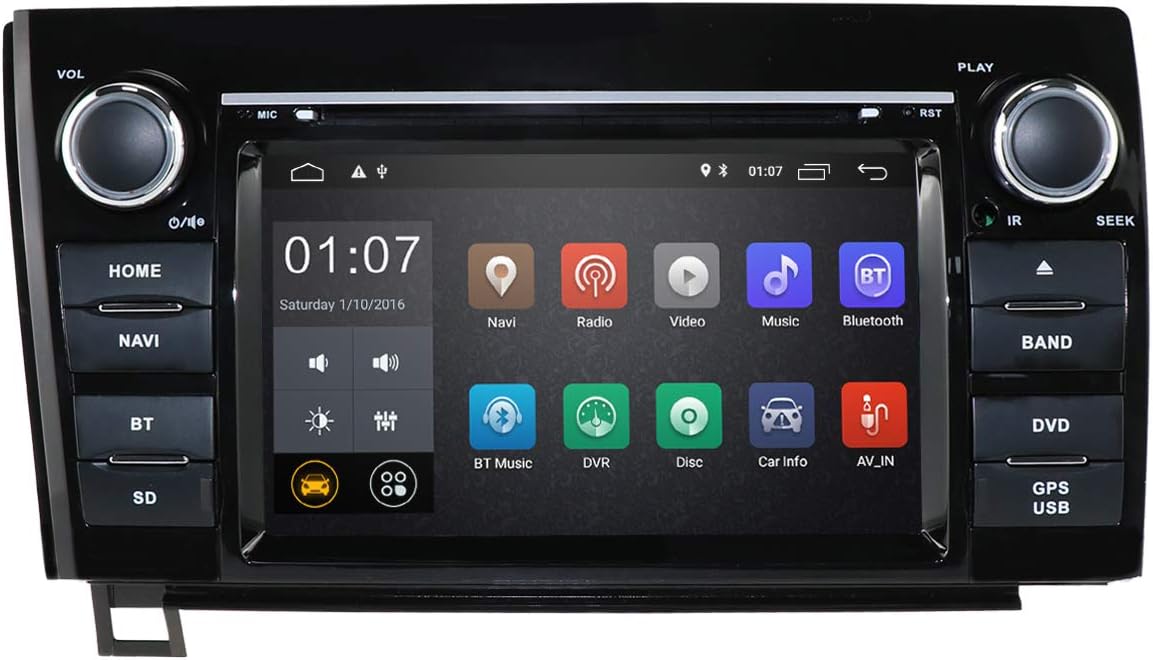 hizpo 7 Inch Multi Touch Screen Android 10 Car Stereo Radio DVD Player GPS Navigation OBD2 Mirrorlink Bluetooth for Toyota Tundra 2007-2013 Sequoia 2008-2014