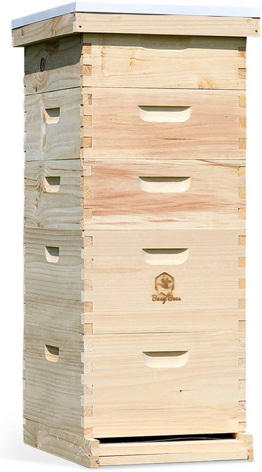 Amish Made in USA Complete Langstroth Bee Hive Includes Frames and Foundations (2 Deep, 3 Medium)