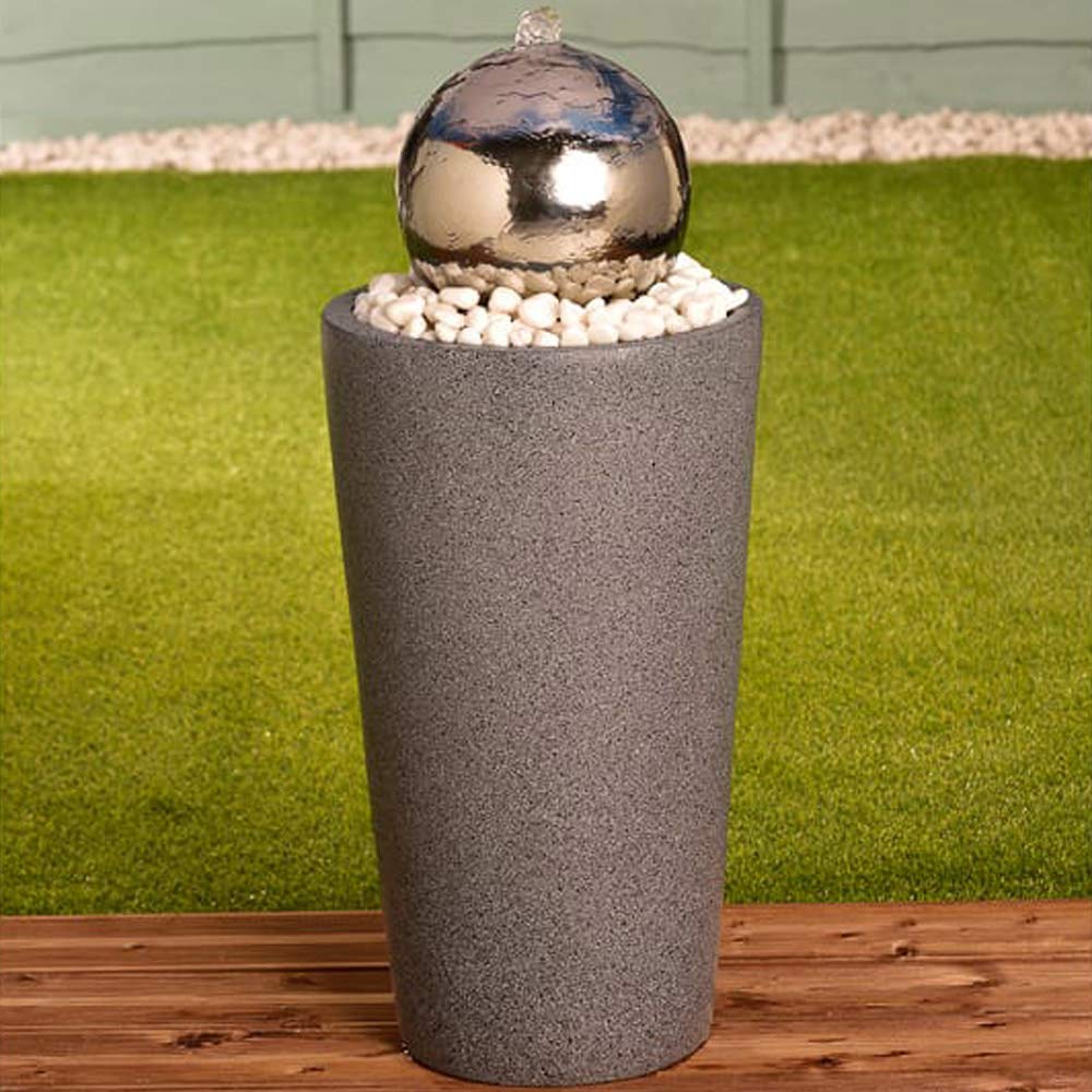 Spring Zierbrunnen Brunnen Kugel Ball Wasserspiel Stein Granit Naturstein Garten Deko Aussen Innen Garten Terrasse Jung Israel Org