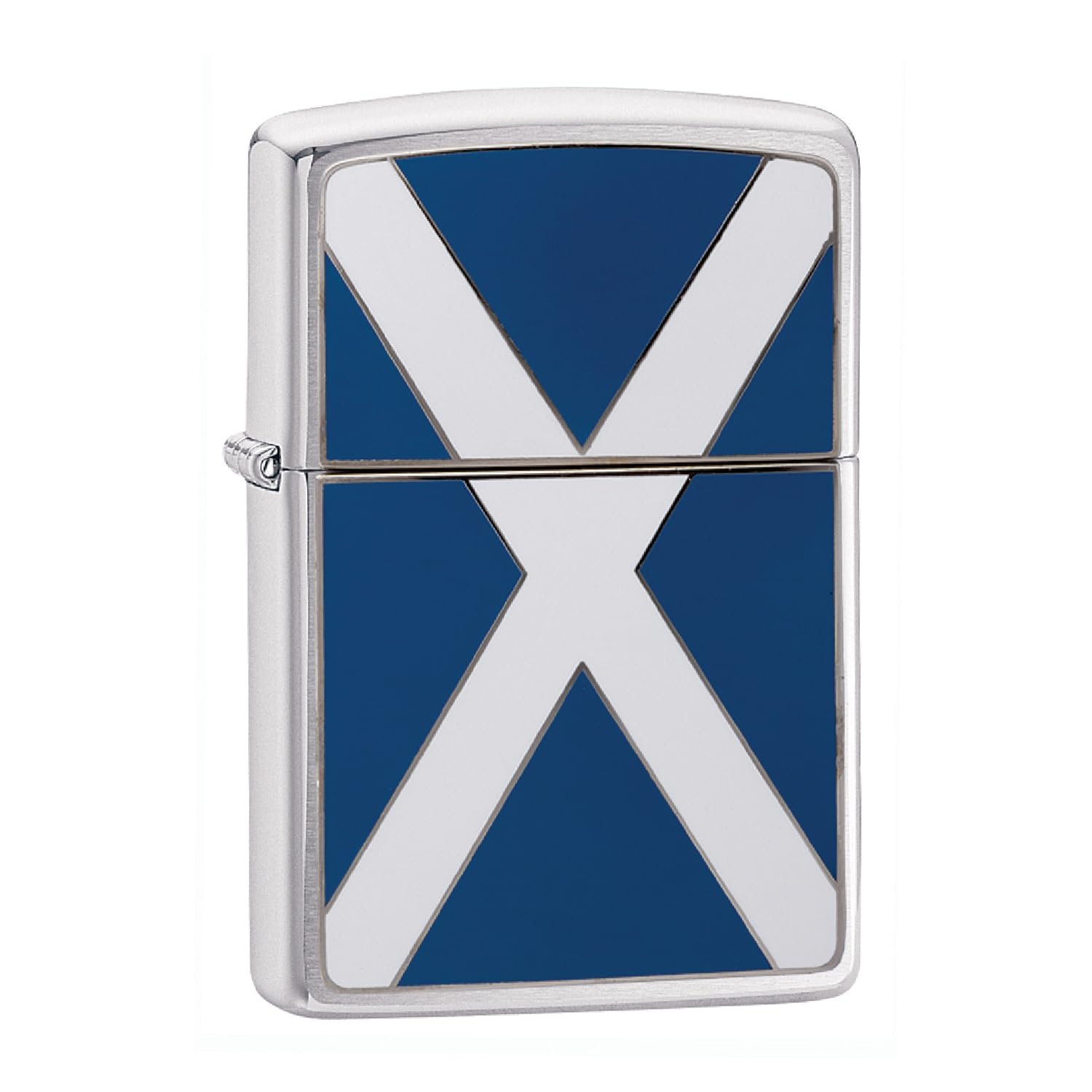 Zippo Windproof Lighter - Scotland Flag - Brushed Chrome, Emblem - Refillable for Lifetime Use - Adjustable Flame - Gift Box - Metal Construction - Made in USA
