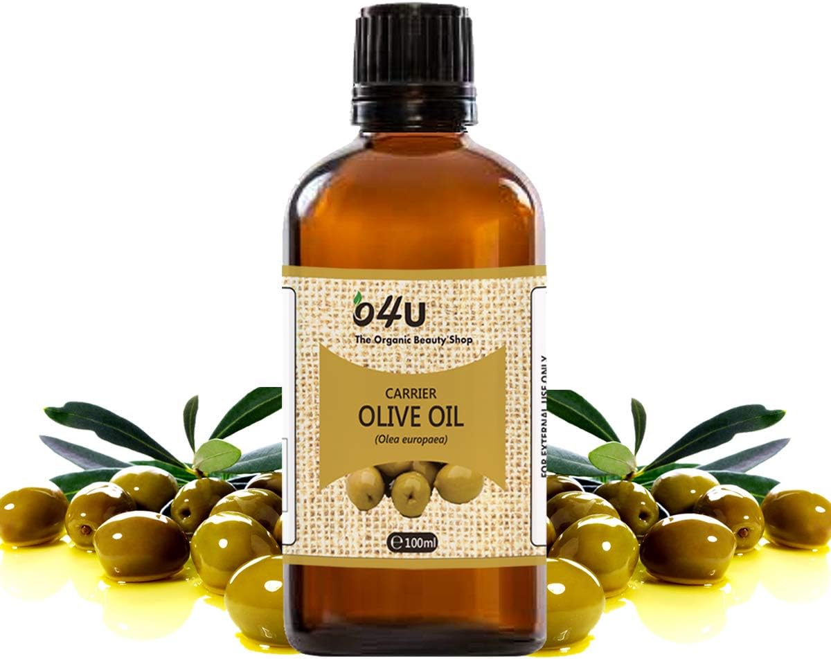 O4U Organic Undiluted Cold Pressed Olive Carrier Oil - 100 ml/100% Natural & Organic Massage Oil - Moisturizes & Conditions, Ideal for Skin, Body, Hair loss Treatment, and Hair Growth
