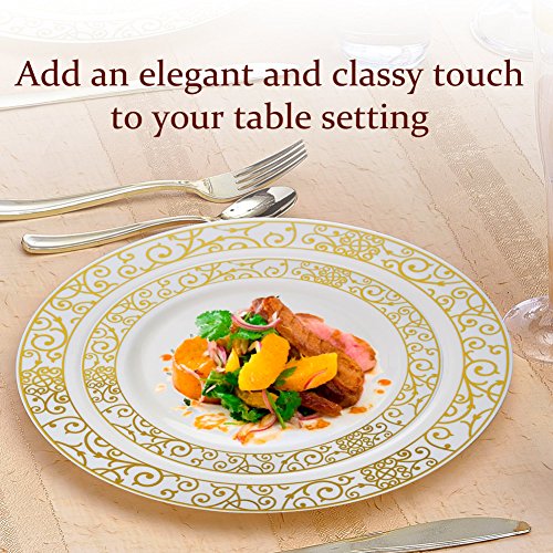 image for Silver Spoons Party Disposable 40pc Dinnerware Set | 20 Dinner Plates 