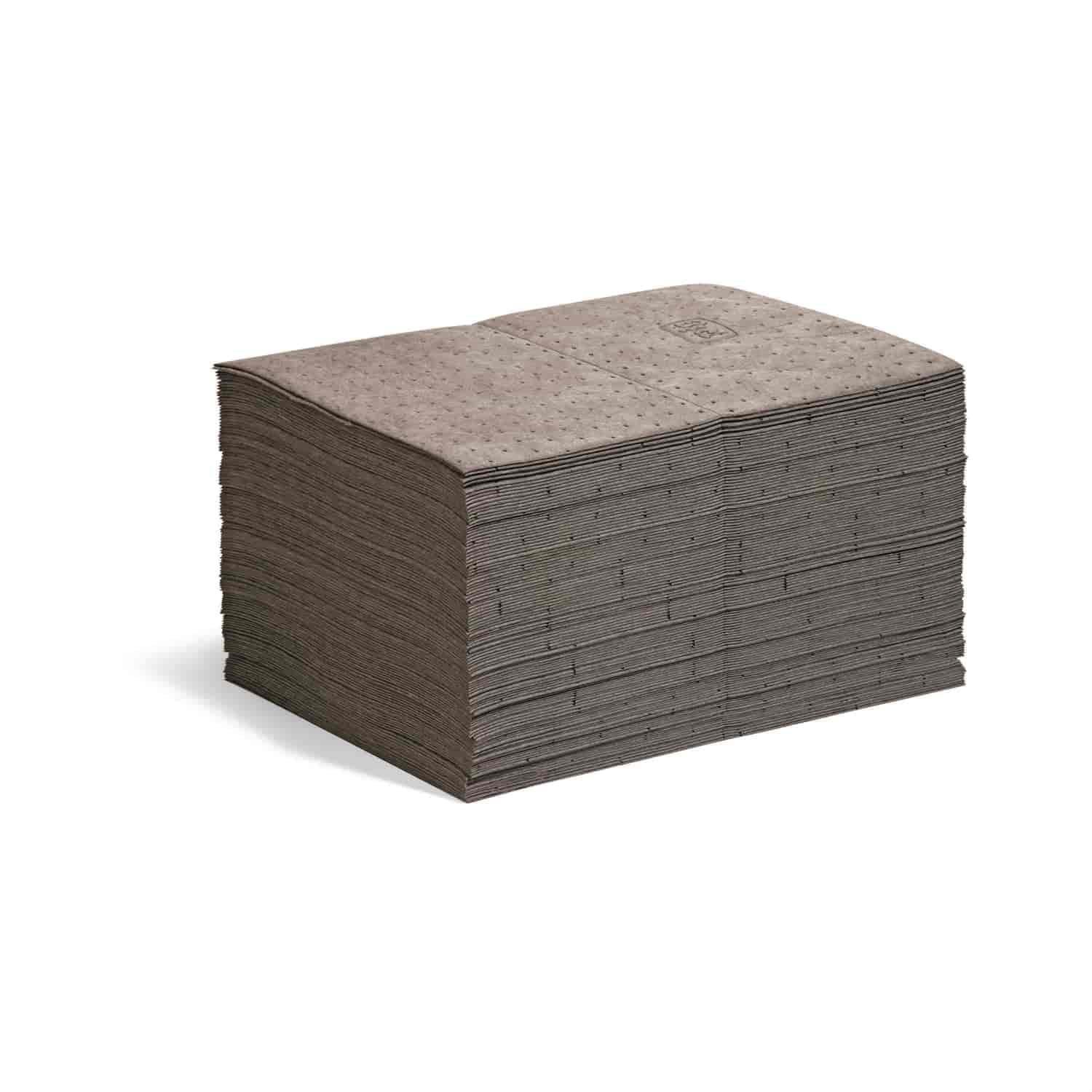 New Pig PIG Absorbent Mat Pads – Universal – Absorbs Oils, Coolants, Solvents & Water, Pack of 125, 82.3 L Capacity, Keeps Floors Clean & Safe in Industrial Workspaces