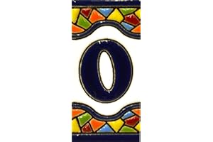 ART ESCUDELLERS House numbers 3 inch. Handpainted house number tiles for signs, addresses and names. Address numbers for houses. House address numbers and letters. Design MOSAICO MINI 2,87" x 1,38" (NUMBER 0)
