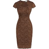 GRACE KARIN Cocktail Dress for Women Cap Sleeve Lace Dress for Wedding Guest Business Casual Dresses