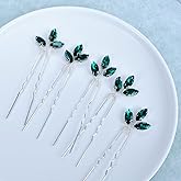 Bride Hair Accessories, Beusoulover Crystal Hair Pins Clip Bobby Pins Green Rhinestone Bridesmaid Headpiece Pack of 5 Wedding Hair Piece for Women and Girl (green)