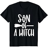 Kids Son of a Witch Toddler Halloween Mamas Little Baby Boy Funny T-Shirt