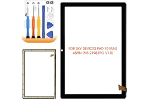 AGCUT for Sky Devices Pad 10 Max Screen Replacement 10.1" for Sky Devices Pad 10 Max Touch Screen Tablet Digitizer Replacement Glass Sensor Black with Tools 45Pin(Camera on The Center)(MS 2198-FPC V1.0)