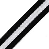2-Yards 1" (25mm) Elastic Stretch Ribbon Trim, TR-11419 (Black/White)