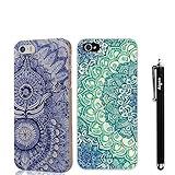 2PC iPhone 5/5s Cases Art Vintage Floral/Flowers and Blue Ancient Totem Pattern Colorful Retro Hard Cases Back Cover Protector Skin Ultra Slim Fit For iPhone 5/5s