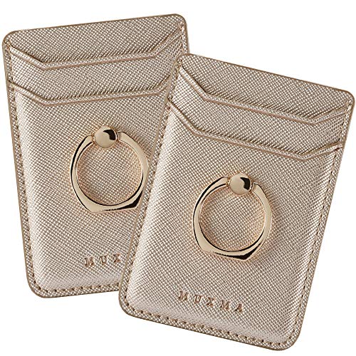 Phone Card Holder with Ring Grip for Back of Phone,Adhesive Stick-on Credit Card Wallet Pocket for iPhone,Android and Smartphones,Gold-2Pcs - Thumbnail 7