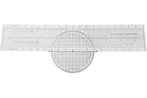 Sumsoctober Aviation Navigation Plotter Aviation Slide Rule with 360° Rotating Azimuth Reader for Flight Planning and Navigat