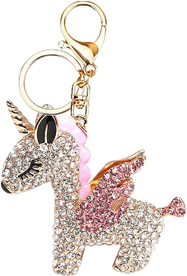 Unicorn Keyrings for Girls,Crystal Rhinestone Keychains,Rainbow Unicorn Keyring,Bling Keyring,Rhinestone Handbag Purse Charm Pendant Birthday Gift for Girls Women