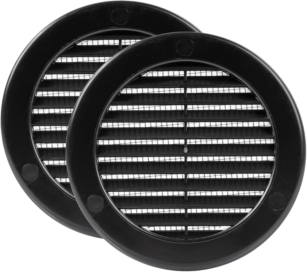 Vent Systems Ø100 mm Round Soffit Vent Cover Pack 2 Black with Mounting Neck