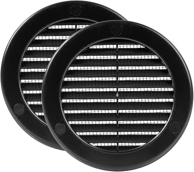 Vent Systems Ø100 mm Round Soffit Vent Cover Pack 2 Black with Mounting Neck