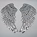 1Pair Sequins Wing Iron-on Patch Embroidered Clothes DIY Applique 12.6 * 5.7in Silver