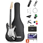 Donner DST-90 39" Beginner Electric Guitar Kit with Amp, Black Burst | Full Size Electric Guitar, HSS Pickups, Stainless Steel Frets, with Gig Bag, Tuner, Capo, Strap, Strings, Cable, Picks