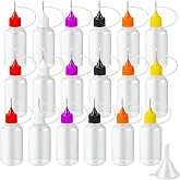18PCS Precision Needle Tip Glue Applicator Bottles, 6 Color 30ML/1 OZ Fine Needle Tip Squeeze Bottle with Mini Funnel for DIY Paint Paper Quilling Craft Glue Ink Liquid Acrylic Painting, YEAJOIN