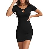 Valiamcep Summer Dress for Women Sleeveless Cutout Neck Bodycon Party Cocktail Tank Dresses Fashion Clothing