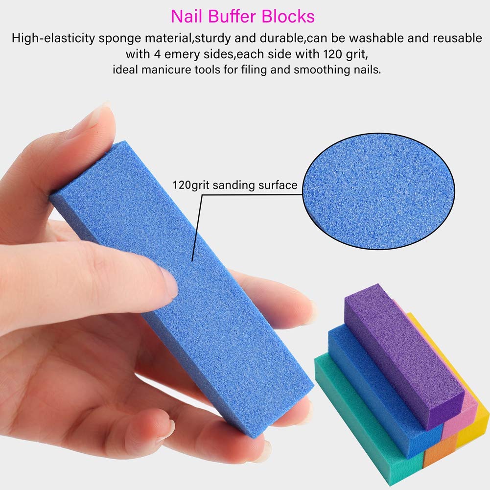 14PCS Nail Files and Buffers Kit Professional Glass Nail Files Manicure Tools Kit Rectangular Art Care Buffer Block Tools 100/180 Grit : Beauty