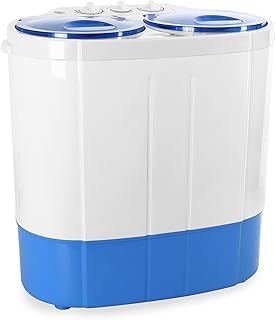 oneConcept DB003 - Waschmaschine, Mini-Waschmaschine, Camping-Waschmaschine, Wäscheschleuder, für Singles, Studentenhaushalte, Camper, 2 kg Waschkapazität, 250 Watt Waschleistung, weiß-blau