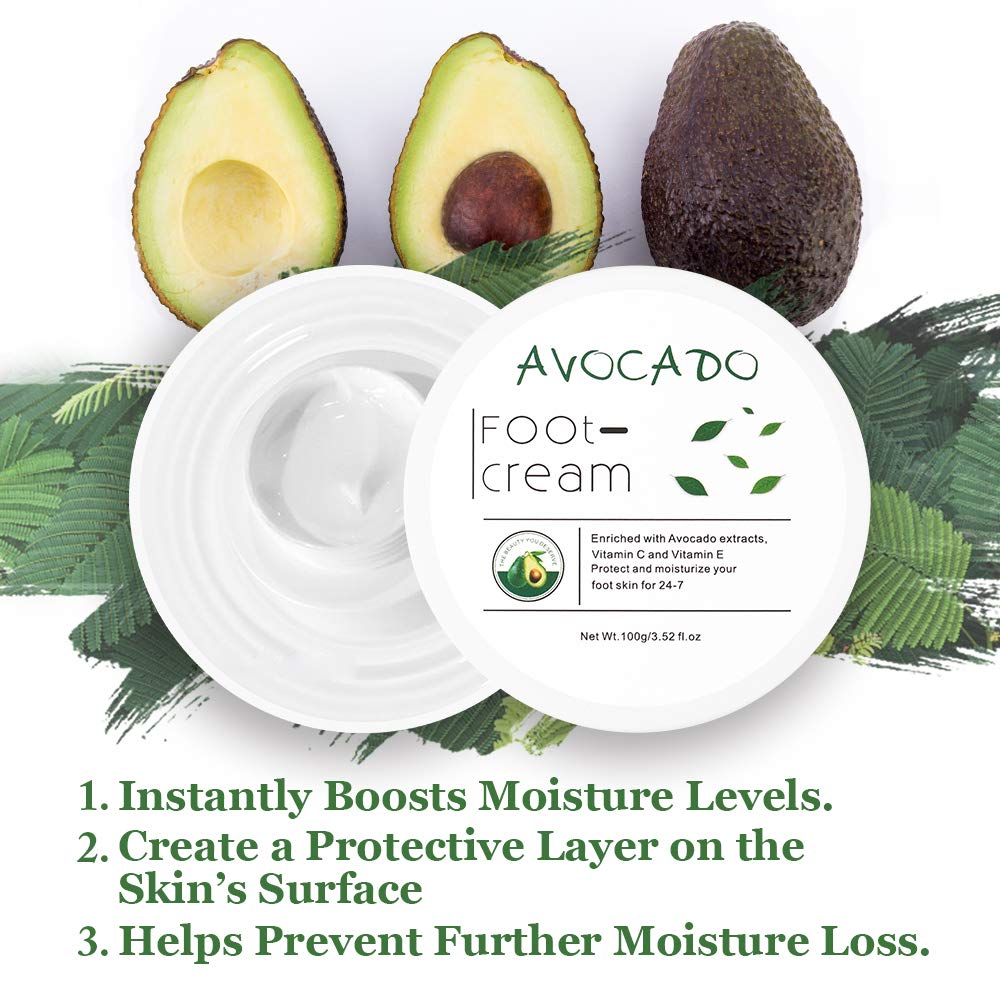 Avocado Essence Foot Cream | Non-greasy Foot Lotion for Rough, Dry, Calloused Feet, Heels and Soles | Exfoliator & Moisturizer | Organic Feet Balm for softening rough skin on feet | 3.52 fl.oz : Beauty