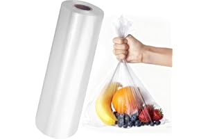 10" x 14" Plastic Produce Bags Roll，1 Rolls Clear Plastic Bags for Food, Fruit, Vegetable, Refrigerator Storage，Kitchen, 400 