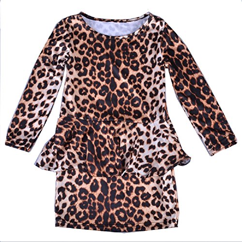 VICVIK Girls Long Sleeve Leopard Baby Set Girl Clothing Kids Fake Two Pieces