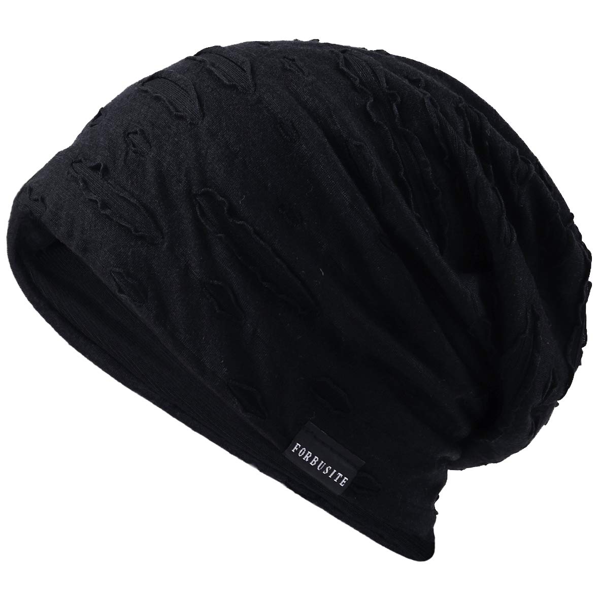 VECRY Mens Jersey Slouch Beanie Summer Skullcap (S-Black, Thin Cool)